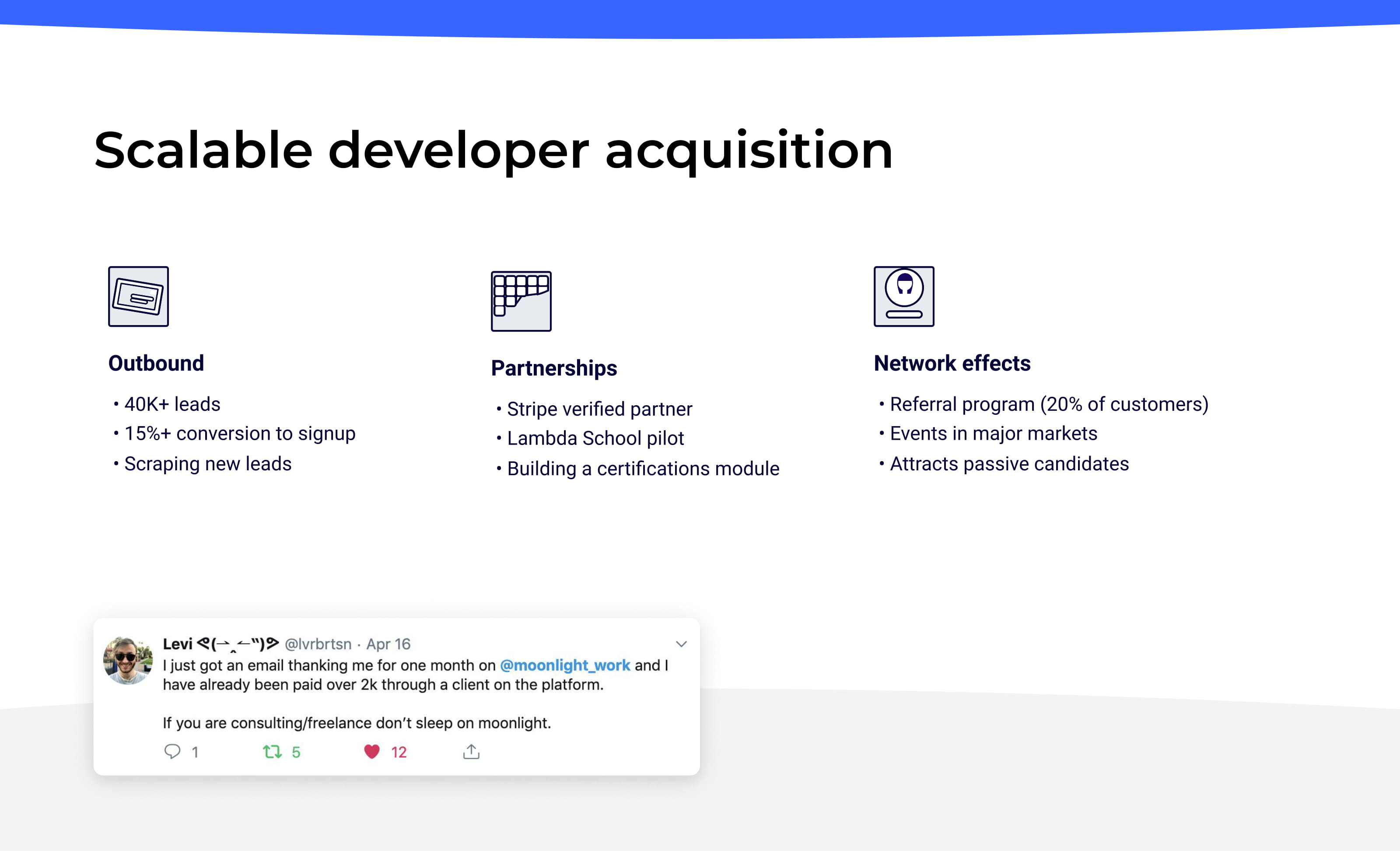 Moonlight pitch deck - scalable developer acquisition